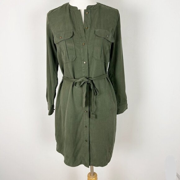 Banana Republic Olive Shirt Dress Utility Classic Fall Size 2 Women's - Picture 1 of 4